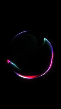 Smooth glowing red neon orb with curved gradient light trails creating eleg.. Stock Illustration