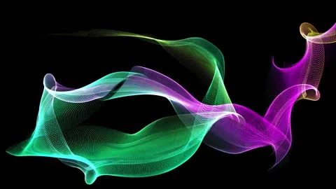 Smooth glowing wave line moving across a dark background Stock Footage 330763413