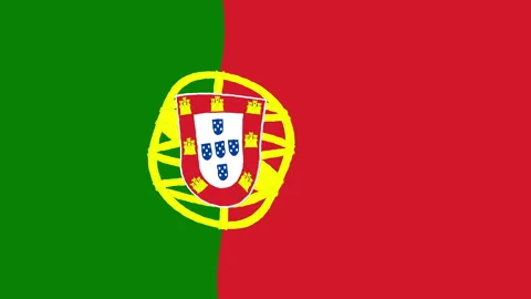 Smooth Hand Drawn Animated Wavy Flag of Portugal Loop Background Stock Footage 204008175