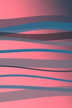 Smooth horizontal waves ripple across a coral and pink field with navy, sla.. Illustrazione stock