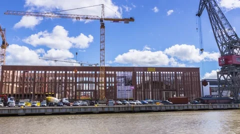 Smooth hyperlapse, building site and cranes moving 스톡 동영상 51224984