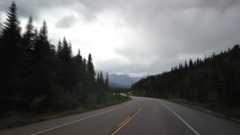 Smooth Hyperlapse Driving in Nature of Jasper National Park Stock Footage 146968354
