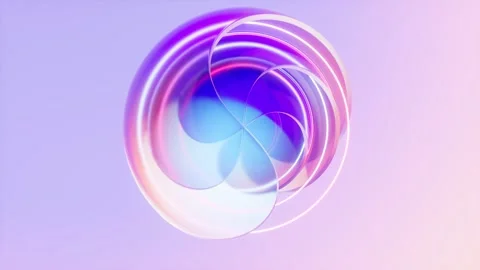 Smooth hypnotic motion of iridescent abstract sphere with bright neon circl.. Stock Footage 327112310