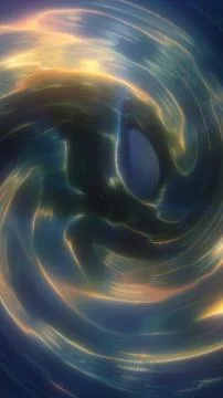 Smooth iridescent liquid vortex with blue and golden reflections, creating .. イラスト素材