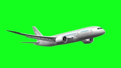 Smooth jet airplane flight on green screen for travel, transport, business prese Stock-Footage 341602961