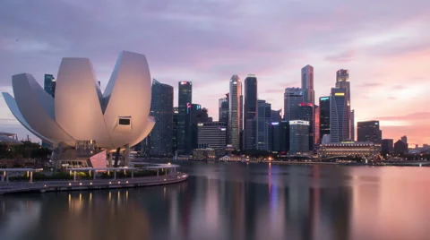 Smooth Lapse - Timelapse Video of Marina Bay Singapore with a Beautiful Sunset Stock Footage 63355742