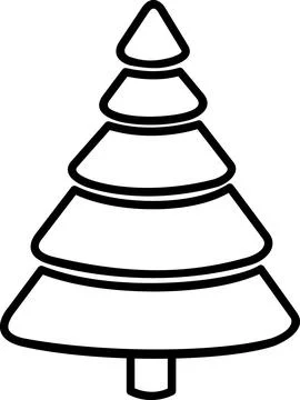 Smooth layered Christmas tree line art icon Stock Illustration