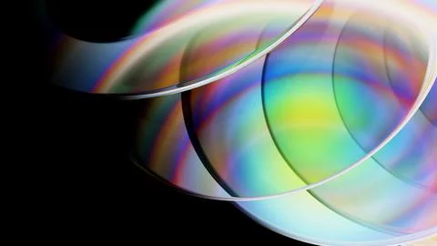 Smooth lens discs with colorful light refraction with iridescent effect Stock Illustration
