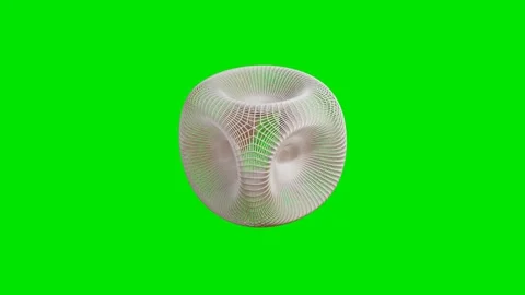 Smooth light gray openwork figure rotates on a green background. 3d render loope Stock Footage 312873324