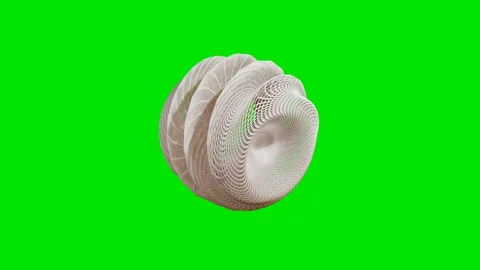 Smooth light gray openwork figure rotates on a green background. 3d render loope Stock Footage 312873329