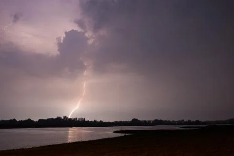 Smooth Lightning Strikes Down Stock Photos