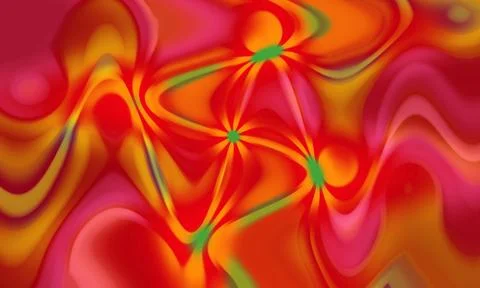 Smooth lines and curves, waves in red, orange and yellow 库存插图