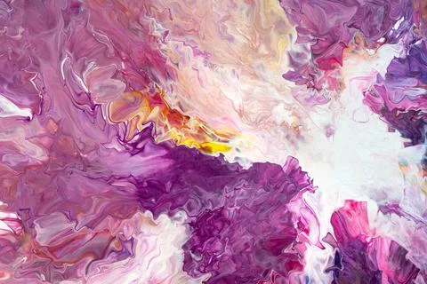 Smooth lines with bright acrylic paint - pink, yellow, orange and purple. Modern Stock Illustration