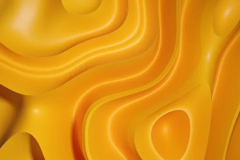 Smooth liquid waves. Fluid curve shape. Abstract yellow background. Illustrazione stock