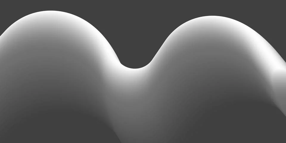 A smooth lit grey round 3D shape with two gentle curves creates an abstract.. Stock Illustration