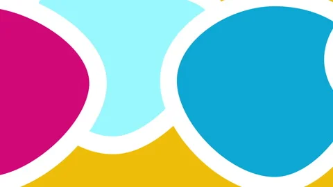 Smooth loop animation with bold magenta, cyan, yellow, and blue abstract shapes Stock Footage 312237935