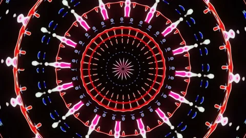 Smooth looped rotation of bright multi-colored circles with rays Video stock 173416428