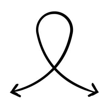 Smooth looping arrow ribbon-like shape hand-drawn sketch graphic element Stock Illustration
