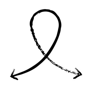 Smooth looping arrow ribbon-like shape grunge doodle design element Illustrazione stock