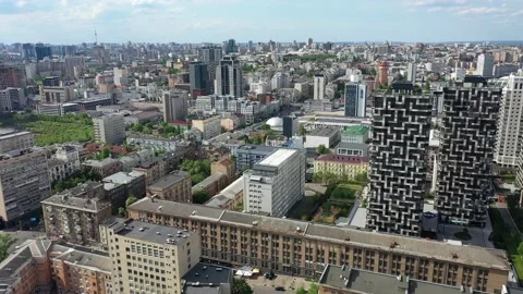 Smooth lowering on a drone in the center of Kyiv Stock Footage 219694682