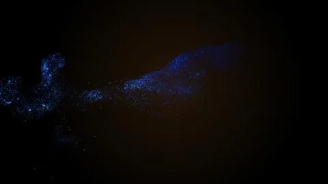 Smooth luxury techno blue stream slowly flow on black background. Copy space. Stock Photos