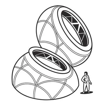 Smooth Matte White 3D Abstract Torus Shapes Stock Illustration