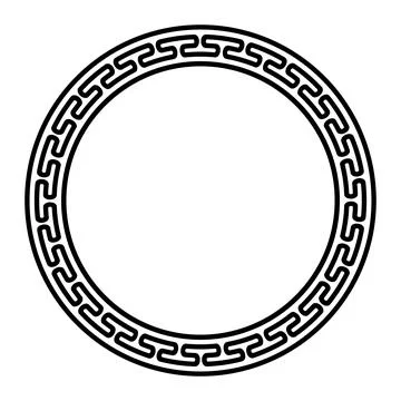 Smooth meander pattern, circle frame with rounded Greek key pattern Stock Illustration