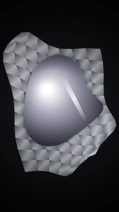 Smooth metallic sphere resting on textured, wavy silver background Stock Footage 345492438