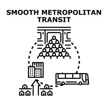 Smooth metropolitan transit system connecting city areas Stock Illustration