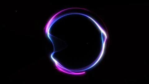 Smooth minimalistic glowing orb made of flowing purple and blue neon trails.. Stock Illustration