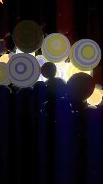 Smooth mirrored spheres with striped texture and energy pulses. 3d rendering Stock Illustration