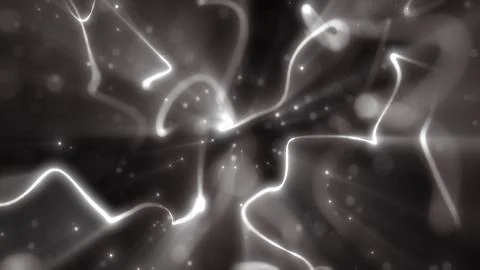 Smooth monochromatic white light trails flowing across a dark background, f.. 스톡 사진