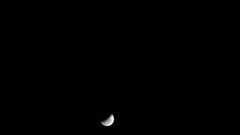 Smooth Motion Moon Eclipse Partially Covered, Full HD Video On A Clear Black Stock Footage 93160275