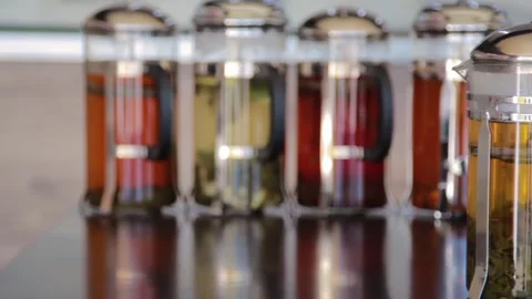 Smooth movement of the camera towards the French press Stock Footage 156377821