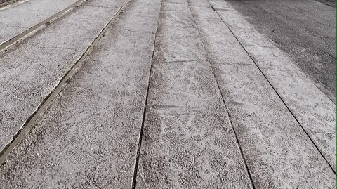 Smooth movement of the chamber along large steps of concrete Stock Footage 126354212