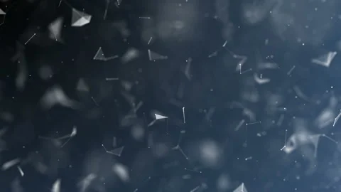The smooth movement of a cluster of particles. The dark blue plexus background Stock Footage 113997300
