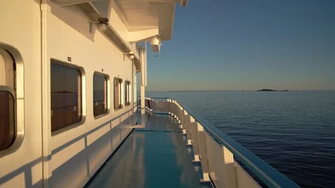 Smooth Movement On The Deck Of The Ship At Dawn Stock Footage 338284778