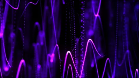 Smooth movement of neon light along fluorescent threads and wires on a dark.. 스톡 동영상 273404469