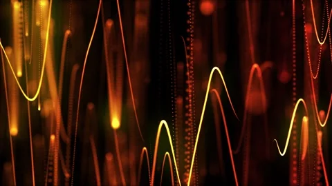 Smooth movement of neon light along fluorescent threads and wires on a red .. Stock Footage 273404553