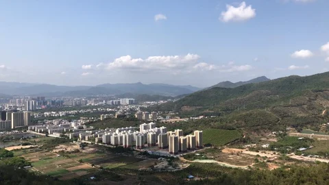 Smooth moving  timelapse, mountains landscape in Sanya Hainan Island China Stock Footage 128534067