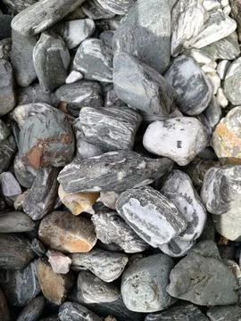Smooth natural river pebbles background texture. Round sea rock stones top vi Stock Photos