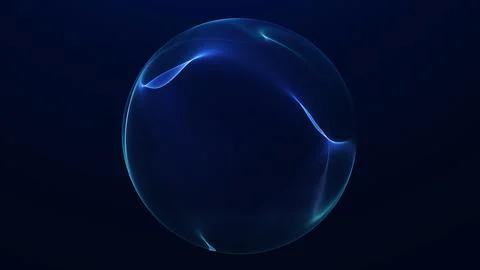 Smooth navy blue plasma orb with soft flowing liquid energy and subtle glow.. Illustrazione stock