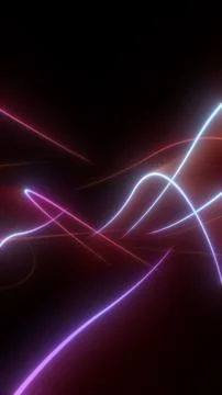 Smooth neon light trails flowing across a dark background, creating elegant.. Stock Illustration