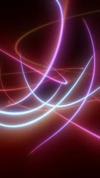 Smooth neon light trails flowing across a dark background, creating elegant.. Stock Illustration