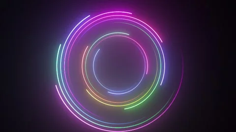 Smooth Neon Rings Light Background Stock Footage 244899213