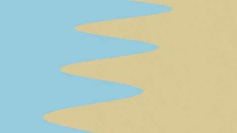 Smooth opposing waves in sky blue and sandy beige evoke a peaceful coastal .. Illustrazione stock