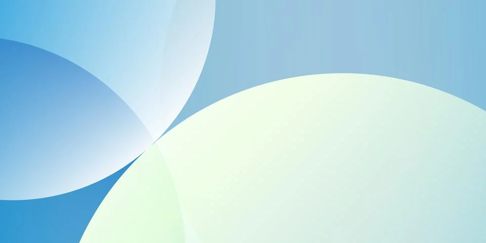 Smooth overlapping translucent circles and flowing curves in light blue, gr.. Stock Illustration