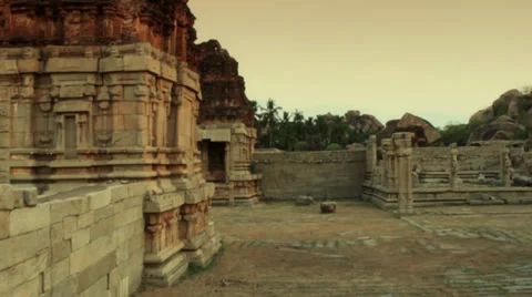 Smooth pan of the Acyutaraja temple, India. Stock Footage 37946830