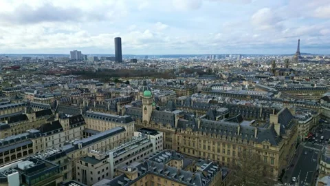 Smooth panning aerial movement about the Sorbonne and its environment, Stock Footage 284791328