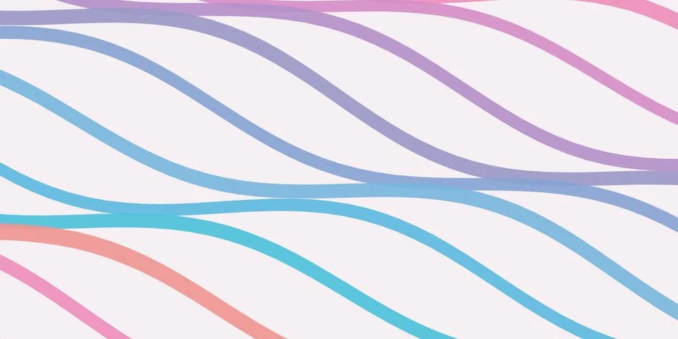 A smooth pastel candy-stripe pattern with diagonal curved bands in pink, pu.. Stock Illustration